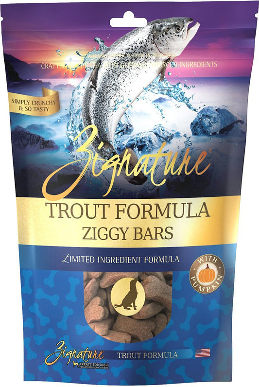 Zignature Dog Ziggy Bar Treat Trout 12oz,
