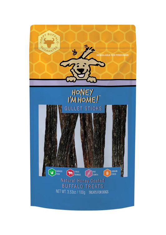 Honey Im Home Dog Natural Honey Coated Buffalo Treats Gullet Sticks 3,53oz,