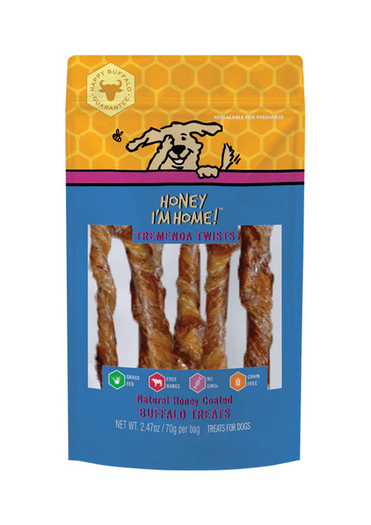 Honey Im Home Dog Natural Honey Coated Buffalo Treats Tremenda Twists 2,47oz,