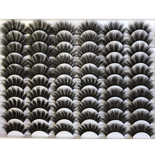 Gmagictobo False Eyelashes Fluffy 30 Pairs Pack Faux Mink Lashes 20MM Long Dramatic 6 Styles Mixed 5D Medium Volume Thick Fake Eyelashes Soft Crossed Makeup Eye Lashes