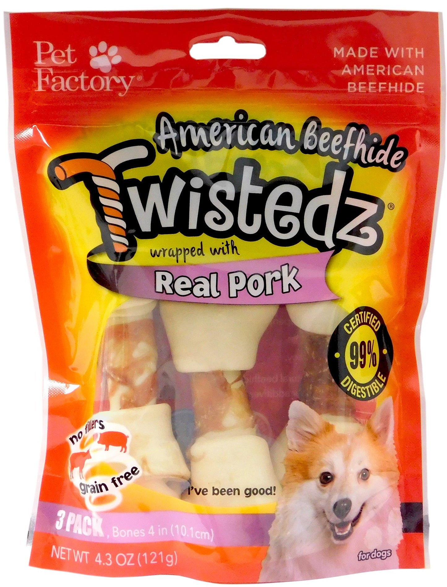 Pet Factory - Twistedz American Beefhide Bones with Meat Wrap Dog Treats