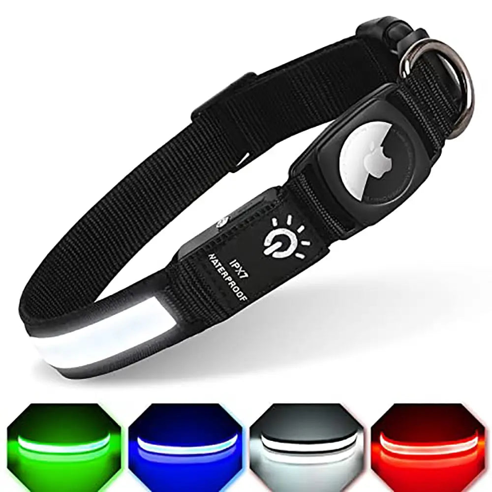 Quick Release Dog Collar w/ AirTag Holder & LED Light | GROOMY