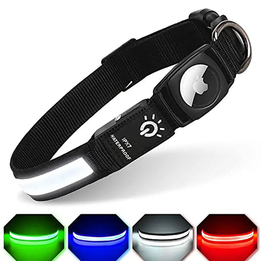 Quick Release Dog Collar w/ AirTag Holder & LED Light | GROOMY