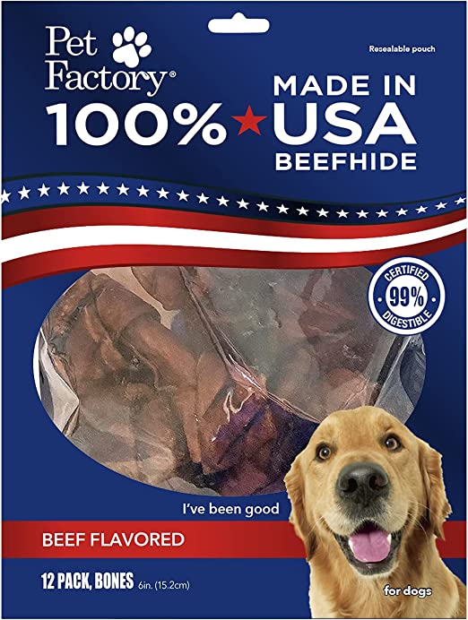 Pet Factory - Made in USA Beefhide Bone 6" Flavored Dog Treat