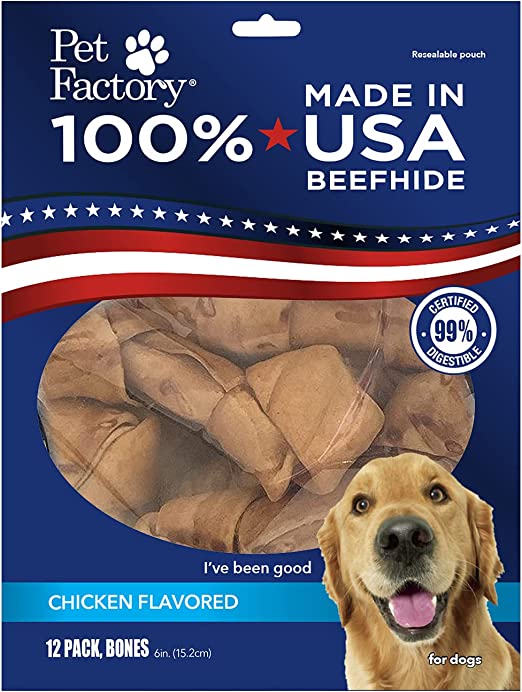 Pet Factory - Made in USA Beefhide Bone 6" Flavored Dog Treat