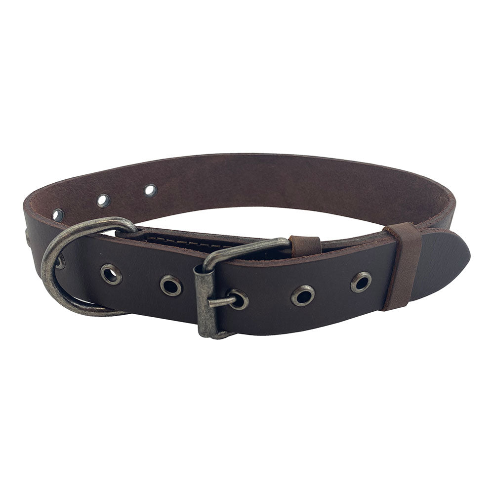 Thick Leather Dog Collar for Medium Size Dog (12 to 21 Inches)