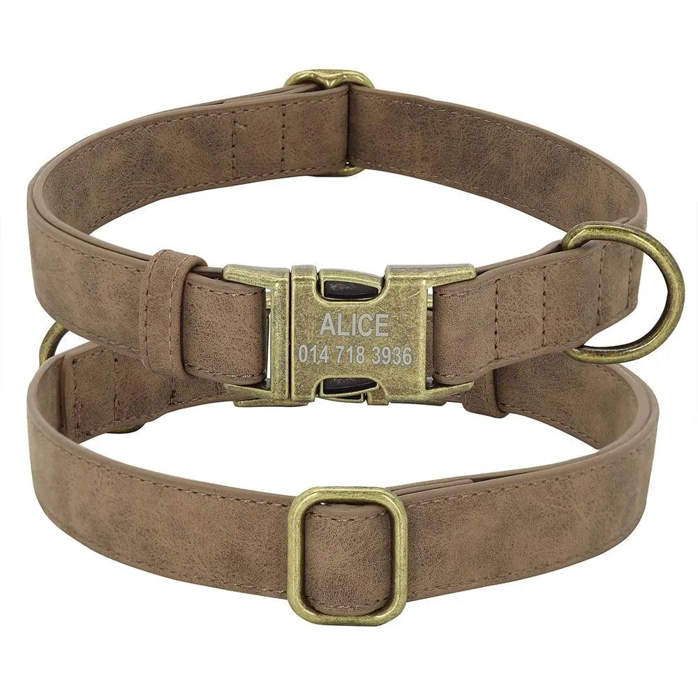 Custom Leather Collar with Buckle - Engrave Your Pet's ID GROOMY