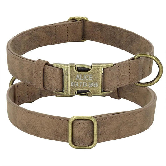 Custom Leather Collar with Buckle - Engrave Your Pet's ID GROOMY