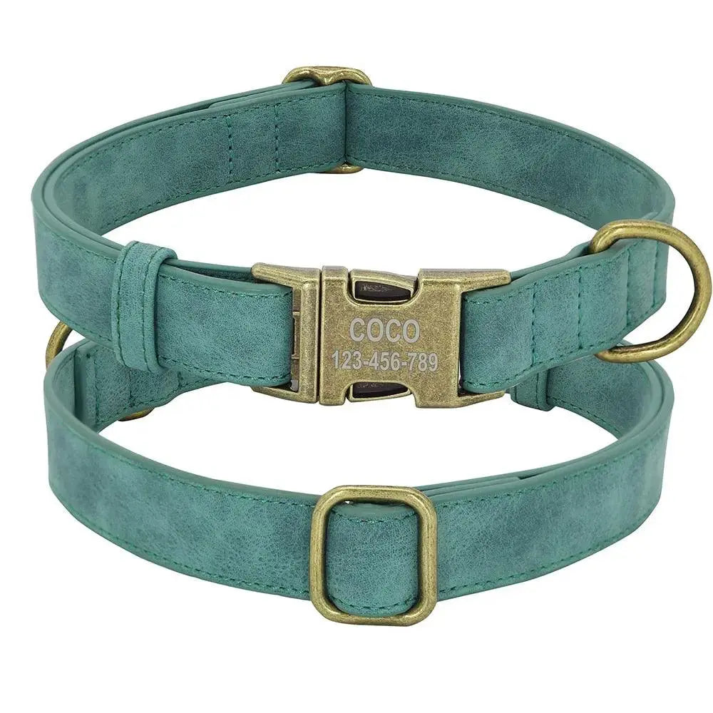 Custom Leather Collar with Buckle - Engrave Your Pet's ID GROOMY