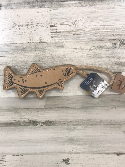 Tall Tails Leather & Wool Trout toy 16"