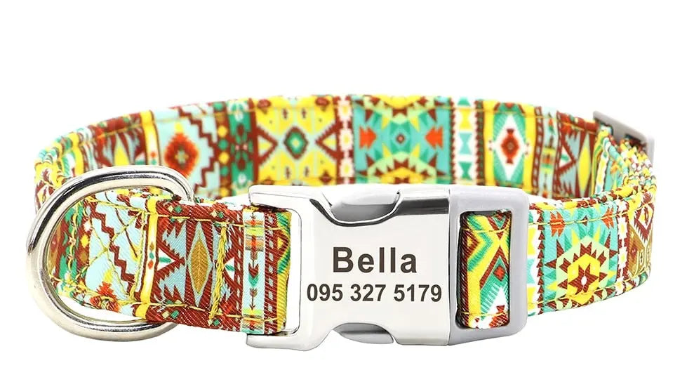 Personalized Dog Collar w/ Patterns - Engrave Your Pet's ID GROOMY