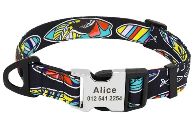 Personalized Dog Collar w/ Patterns - Engrave Your Pet's ID GROOMY