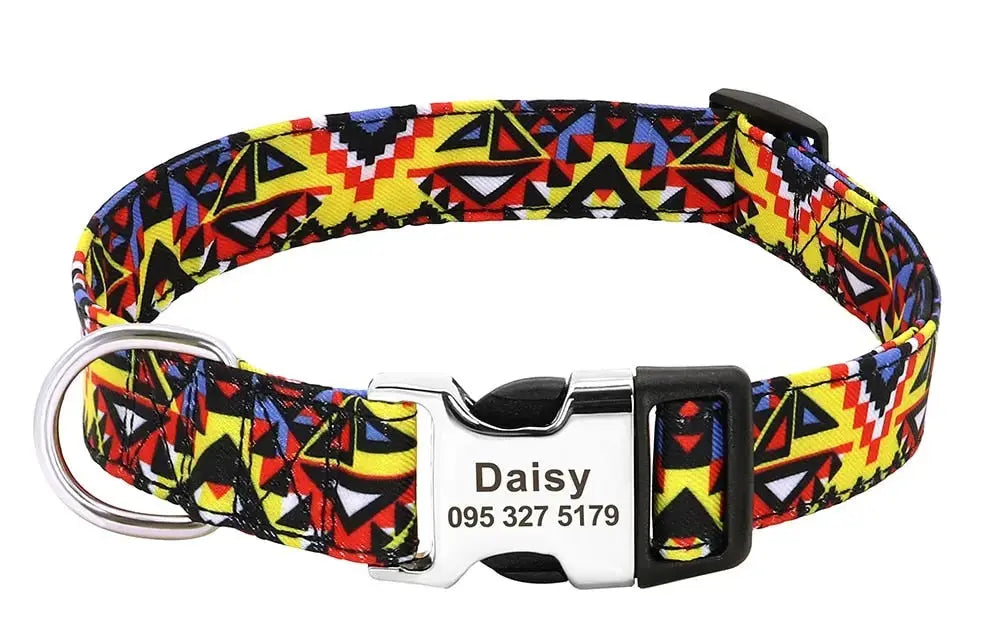 Personalized Dog Collar w/ Patterns - Engrave Your Pet's ID GROOMY