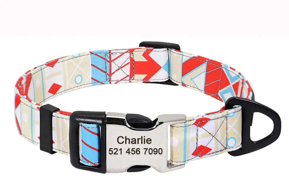 Personalized Dog Collar w/ Patterns - Engrave Your Pet's ID GROOMY