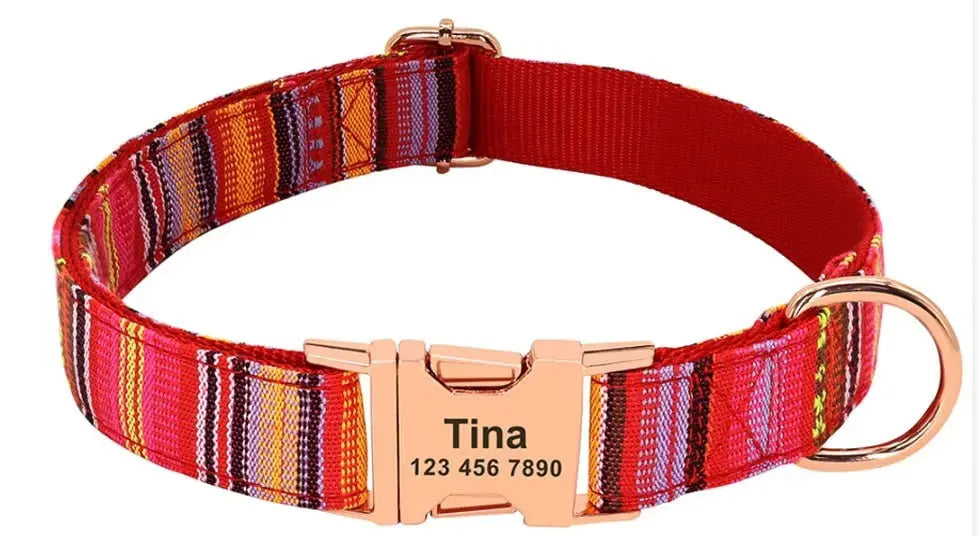 Personalized Dog Collar w/ Patterns - Engrave Your Pet's ID GROOMY