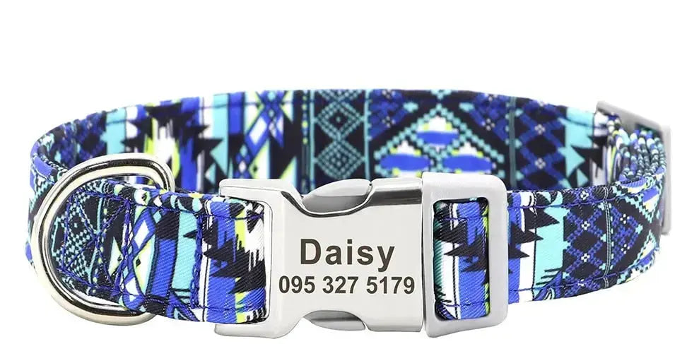Personalized Dog Collar w/ Patterns - Engrave Your Pet's ID GROOMY