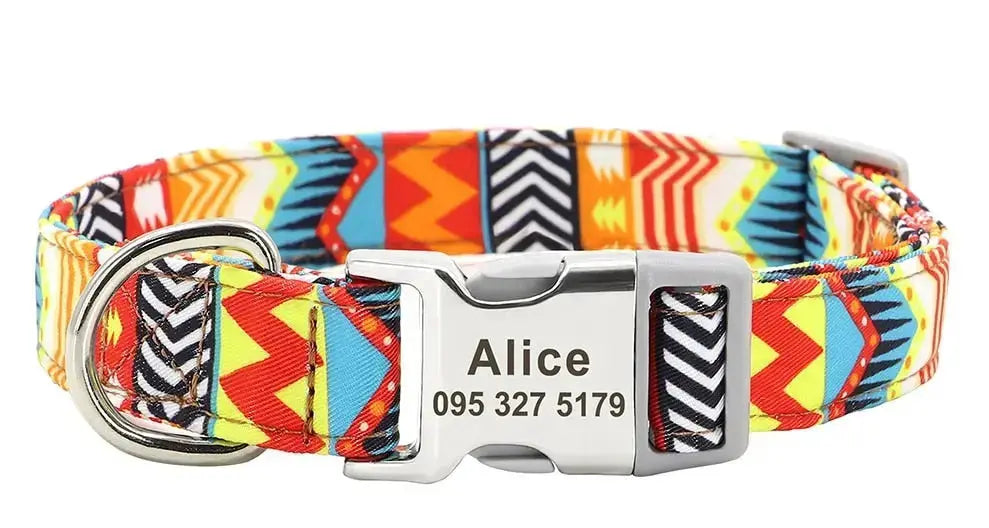 Personalized Dog Collar w/ Patterns - Engrave Your Pet's ID GROOMY