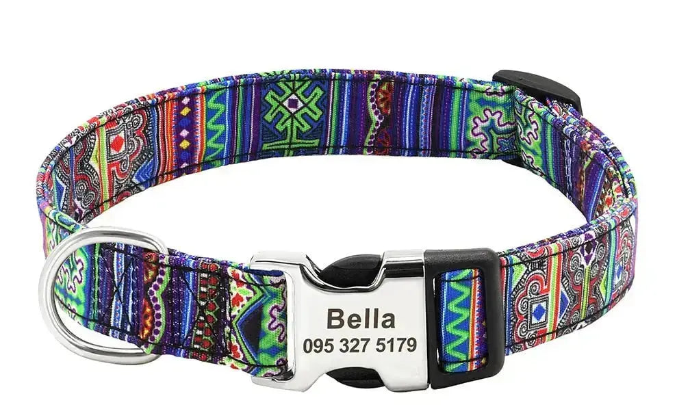 Personalized Dog Collar w/ Patterns - Engrave Your Pet's ID GROOMY