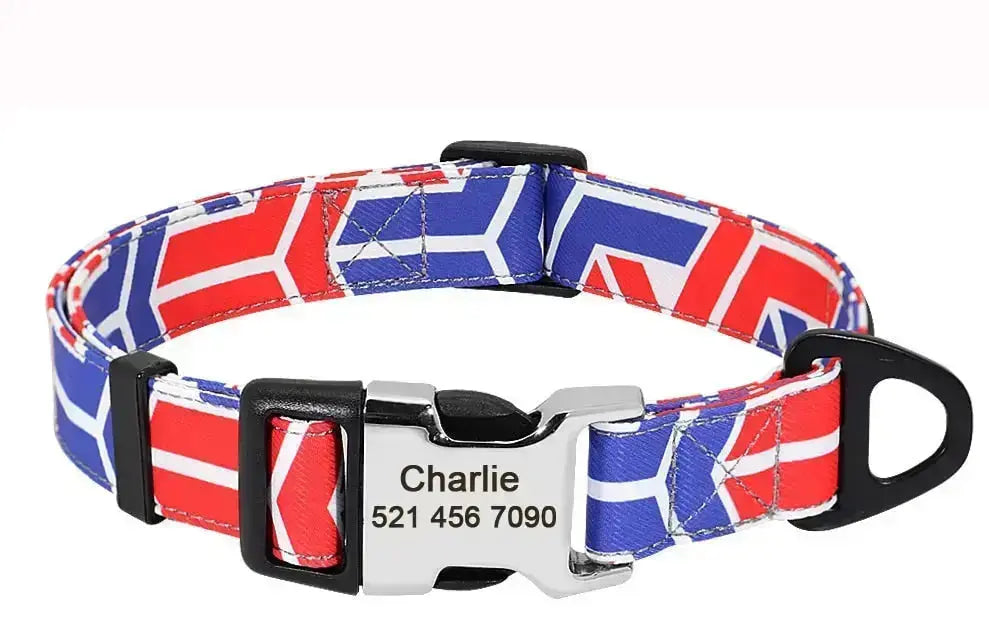 Personalized Dog Collar w/ Patterns - Engrave Your Pet's ID GROOMY