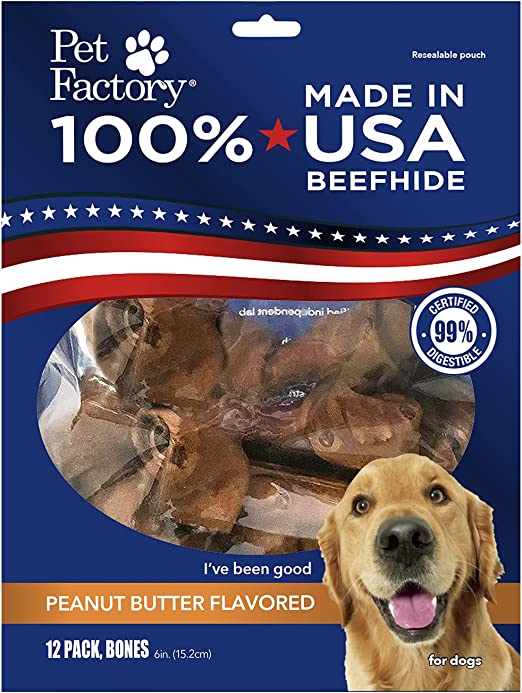 Pet Factory - Made in USA Beefhide Bone 6" Flavored Dog Treat