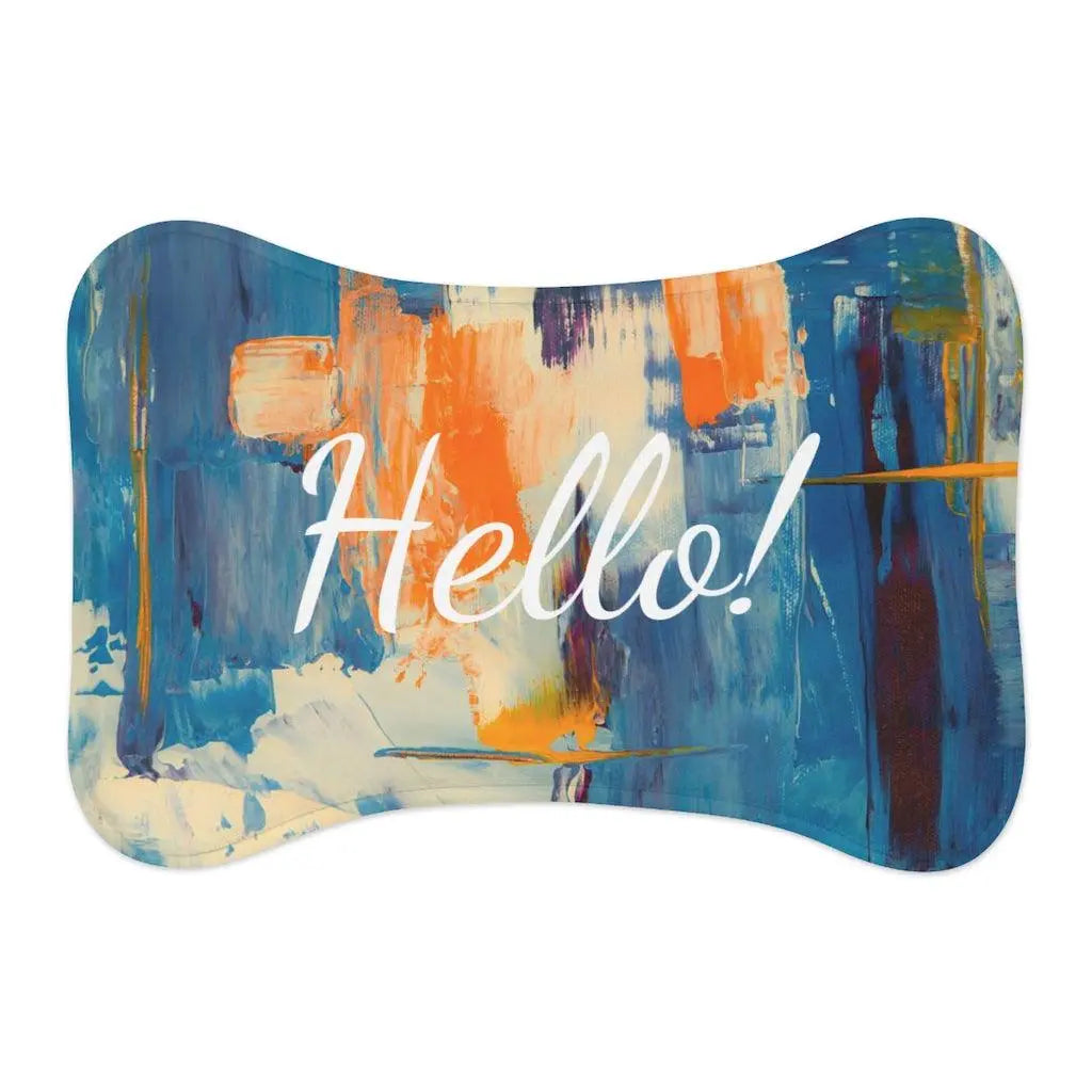 Personalize Pet Food Mat - Blue & Orange Patterns GROOMY