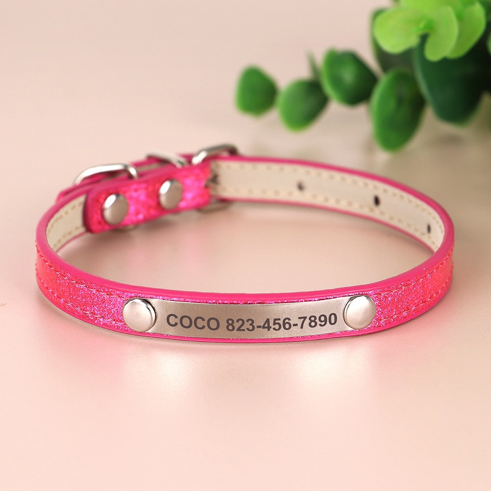 Anti-lost Cat ID Collar Personalized Puppy Cat Collars Necklace Free Engraved ID Name Tag For Kitten Cats Small Dogs Bling GROOMY