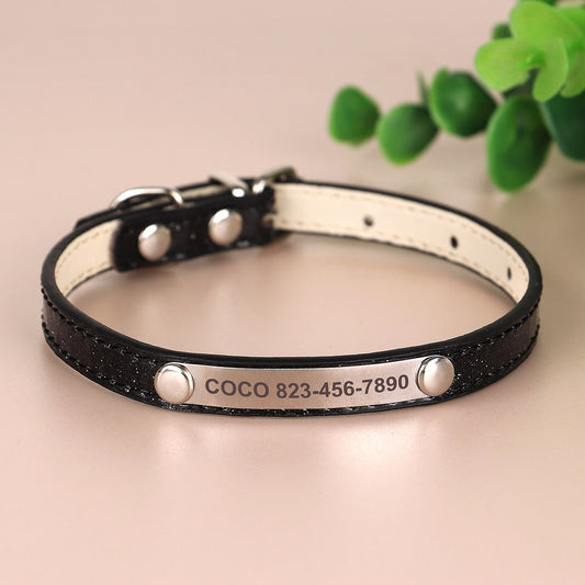 Anti-lost Cat ID Collar Personalized Puppy Cat Collars Necklace Free Engraved ID Name Tag For Kitten Cats Small Dogs Bling GROOMY