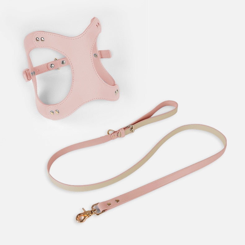 Kitten Puppy Harness Leash Set Adjustable Soft Leather Breathable Dogs Vest Harness Leads Pet Clothes for Small Dogs Chihuahua GROOMY