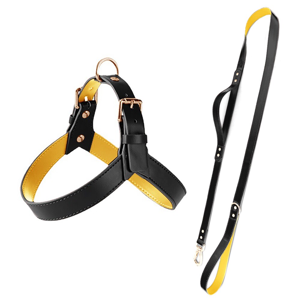 Leather Harness And Leash Set For Dogs GROOMY