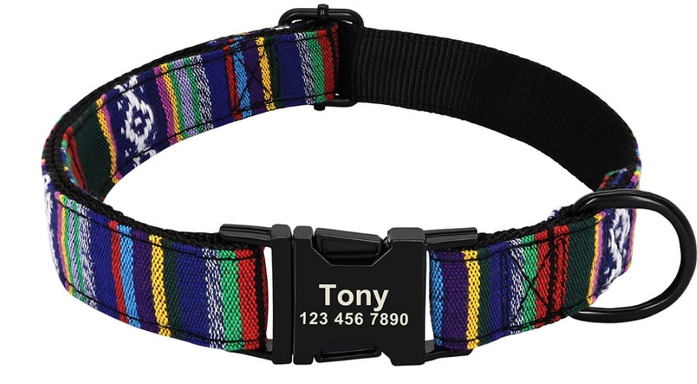 Custom Large Dog Collar Cute Print Personalized Pet Collar Nylon Puppy Dogs ID Collars Engraved Name for Small Medium Large Dog GROOMY