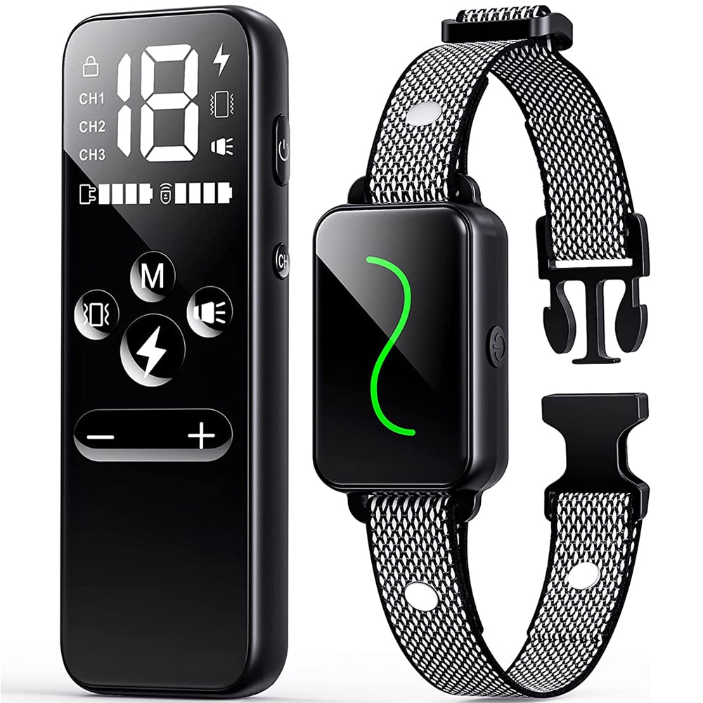 TinMiu Dog Training Collar 2600ft Remote Control IPX7 Waterproof Rechargeable Vibration Anti Bark Shock Electric Collars For Dog GROOMY