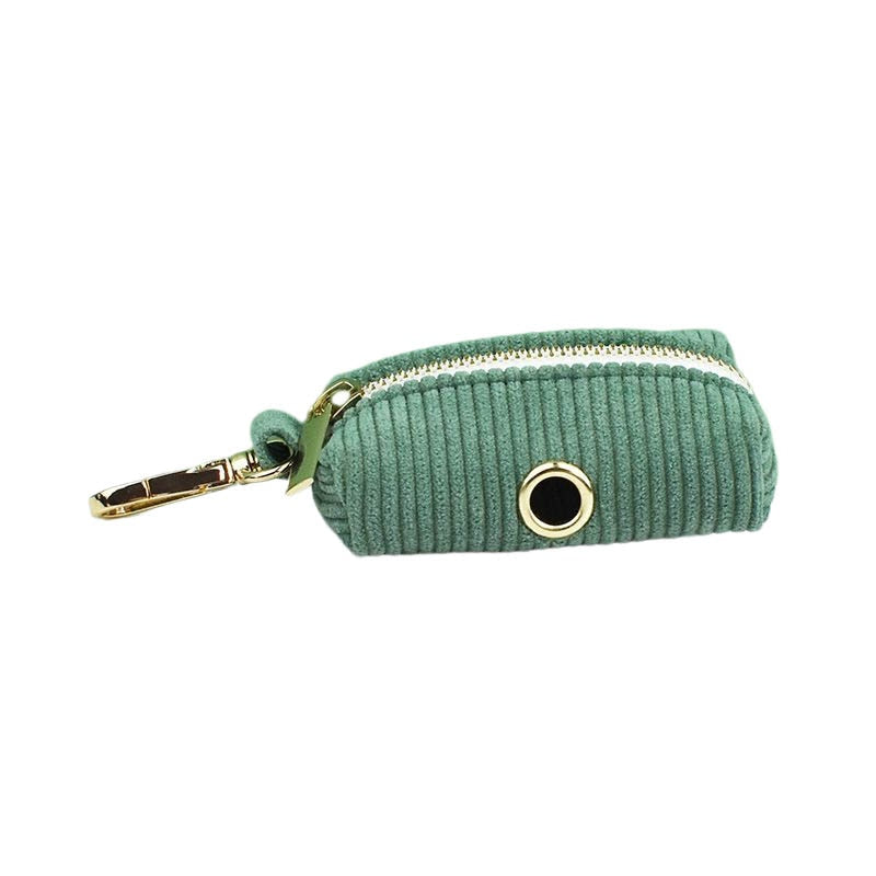 Dark Green Corduroy Dog Collar And Leash Set With Engraved Nameplate GROOMY