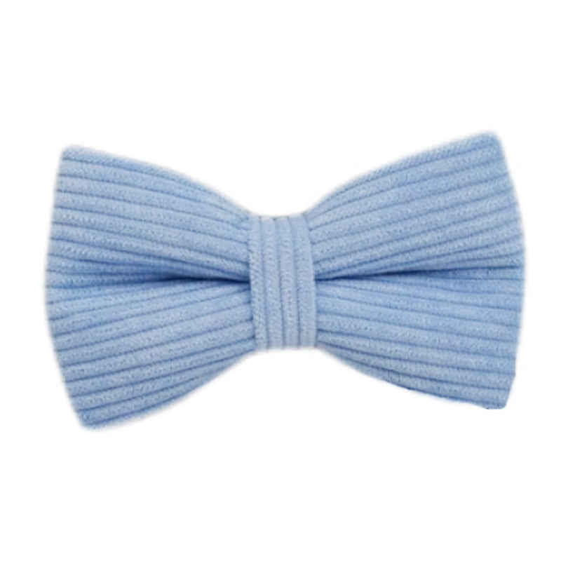 Blue Corduroy Dog Collar And Leash With Custom Engraved Nameplate GROOMY