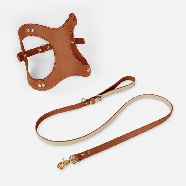 Kitten Puppy Harness Leash Set Adjustable Soft Leather Breathable Dogs Vest Harness Leads Pet Clothes for Small Dogs Chihuahua GROOMY