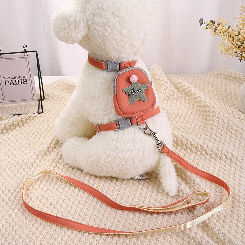 Dog and Cat Cartoon Star Seat Belt Backpack GROOMY