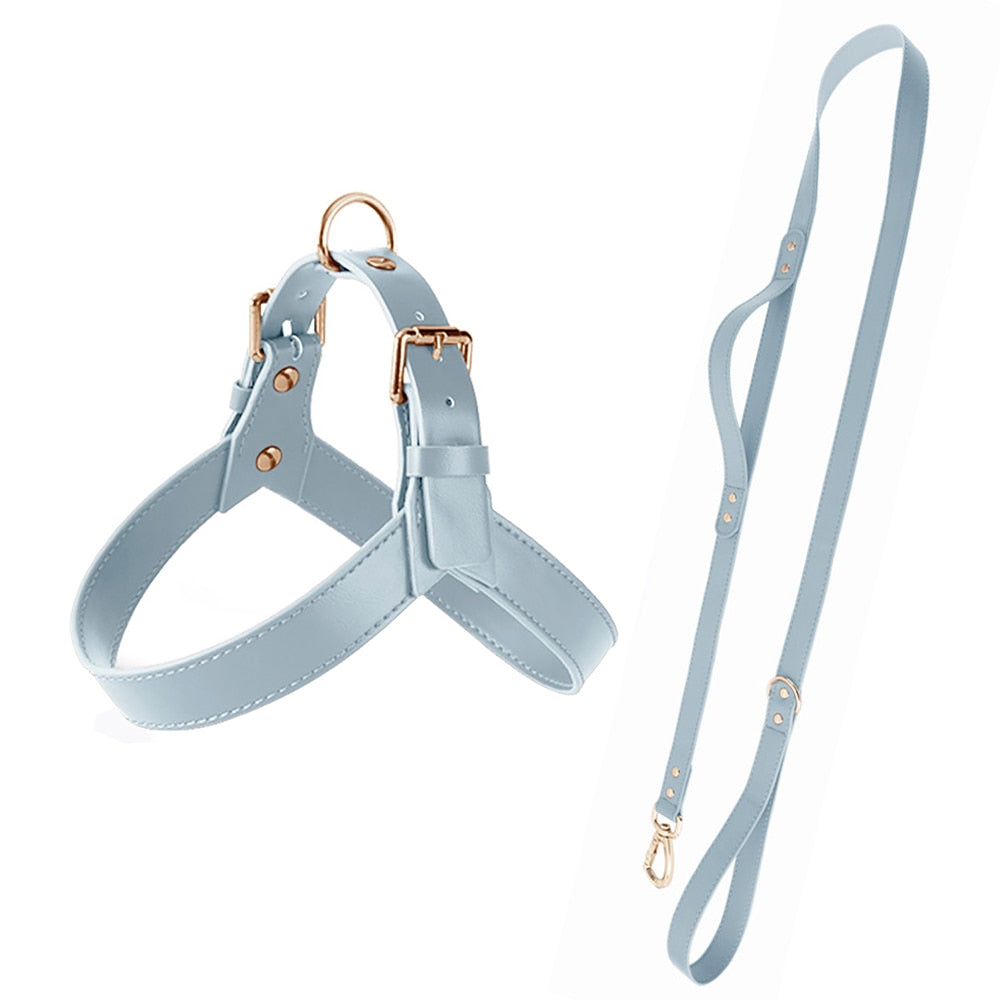 Leather Harness And Leash Set For Dogs GROOMY