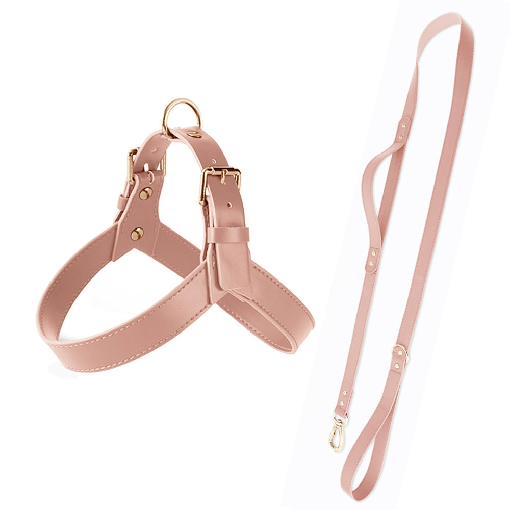 Leather Harness And Leash Set For Dogs GROOMY