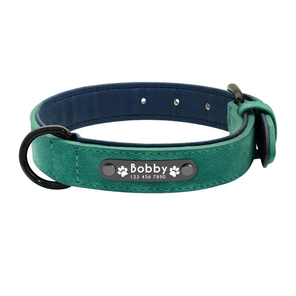 Stylish Dog Leather Collar - Engrave Your Pet's ID GROOMY