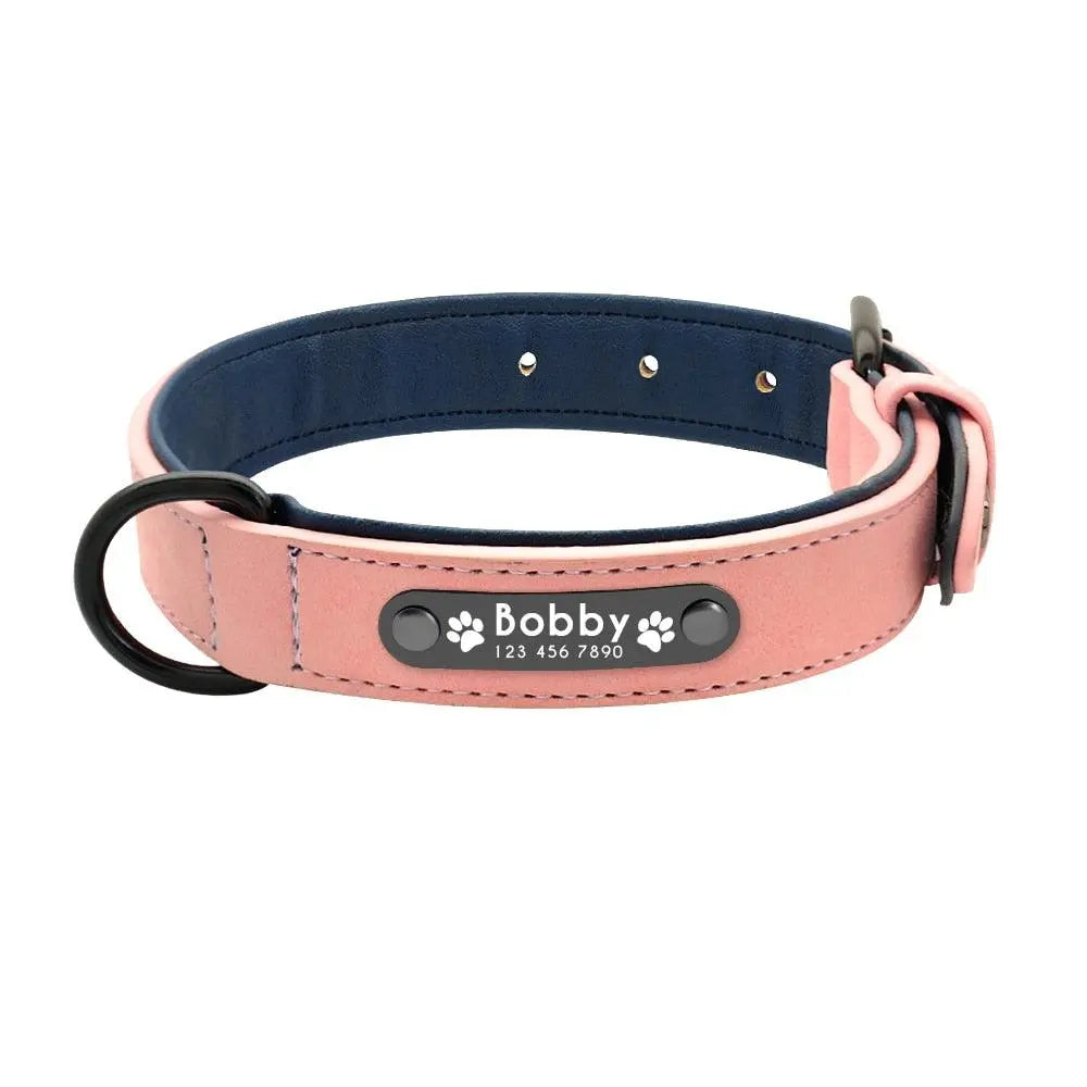 Stylish Dog Leather Collar - Engrave Your Pet's ID GROOMY
