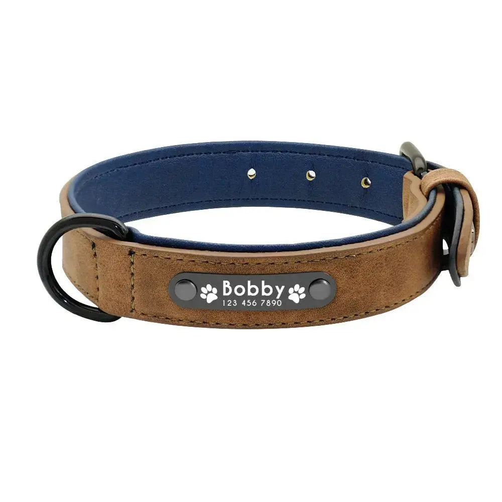 Stylish Dog Leather Collar - Engrave Your Pet's ID GROOMY