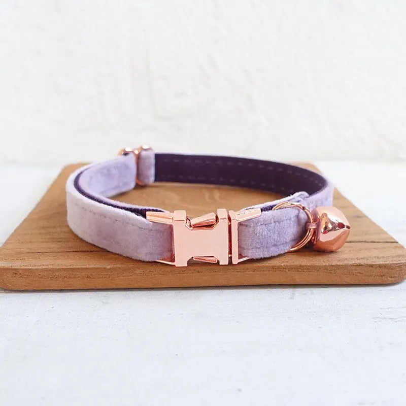 Velvet Cat Collar w/ Bowtie - Engrave Your Pet's ID GROOMY