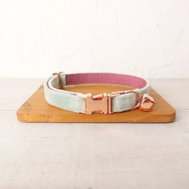 Velvet Cat Collar w/ Bowtie - Engrave Your Pet's ID GROOMY