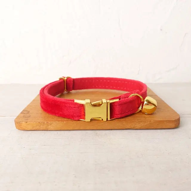 Velvet Cat Collar w/ Bowtie - Engrave Your Pet's ID GROOMY