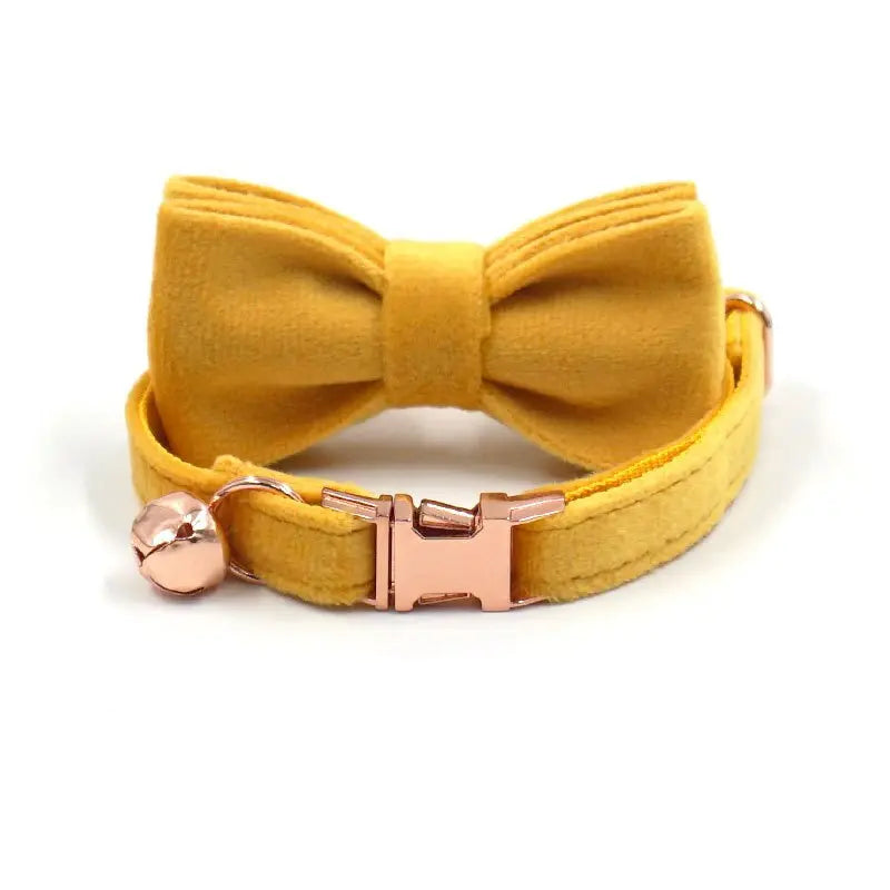 Velvet Cat Collar w/ Bowtie - Engrave Your Pet's ID GROOMY