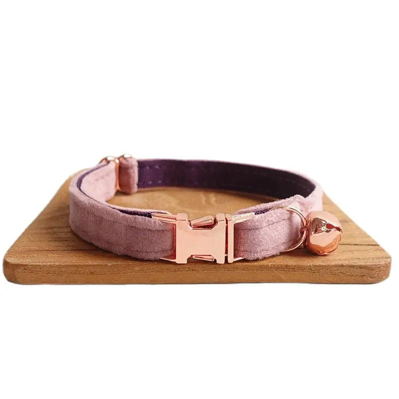 Velvet Cat Collar w/ Bowtie - Engrave Your Pet's ID GROOMY