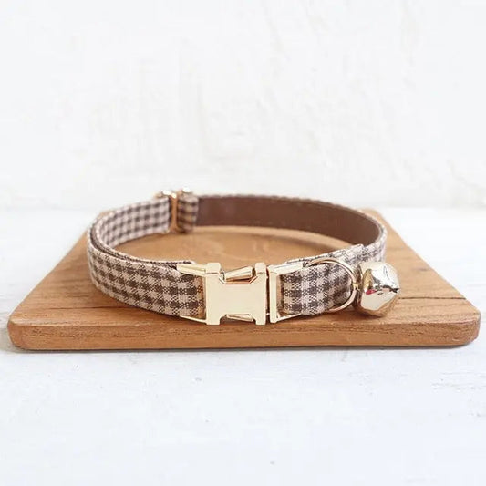 Velvet Pattern Cat Collar w/ Bowtie - Engrave Your Pet's ID GROOMY