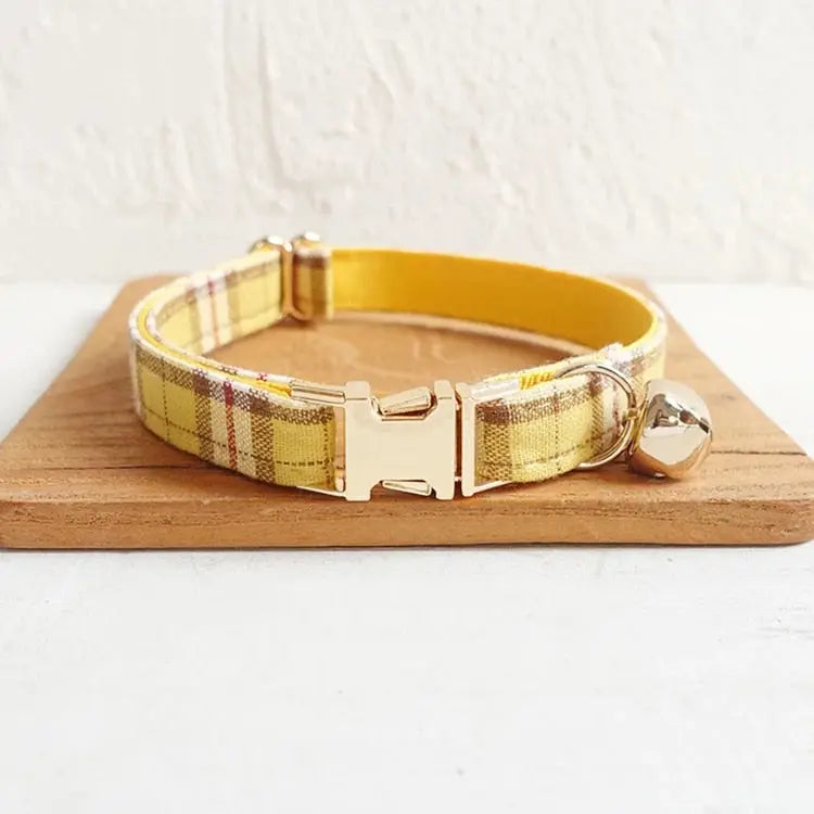 Velvet Pattern Cat Collar w/ Bowtie - Engrave Your Pet's ID GROOMY