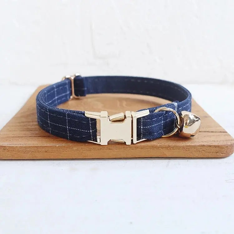 Velvet Pattern Cat Collar w/ Bowtie - Engrave Your Pet's ID GROOMY