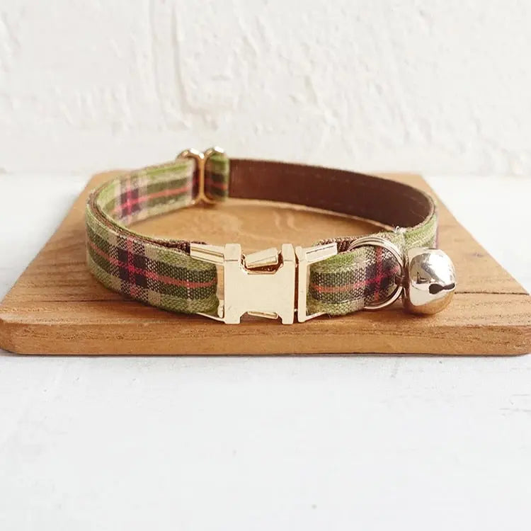 Velvet Pattern Cat Collar w/ Bowtie - Engrave Your Pet's ID GROOMY