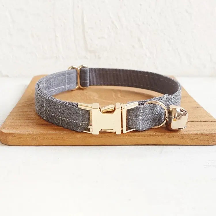 Velvet Pattern Cat Collar w/ Bowtie - Engrave Your Pet's ID GROOMY